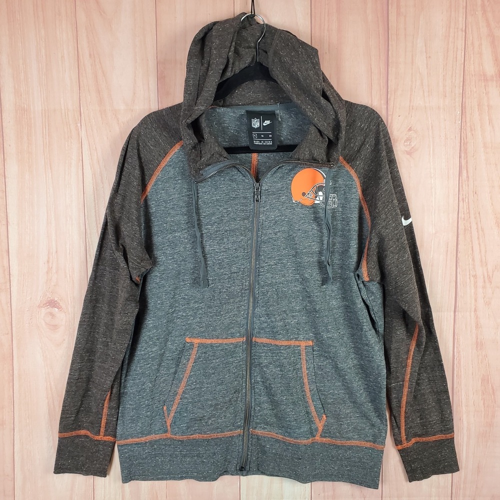 Nike Womens Hoodie Sz XL Brown Heather Full Zip NFL Cleveland Browns Football